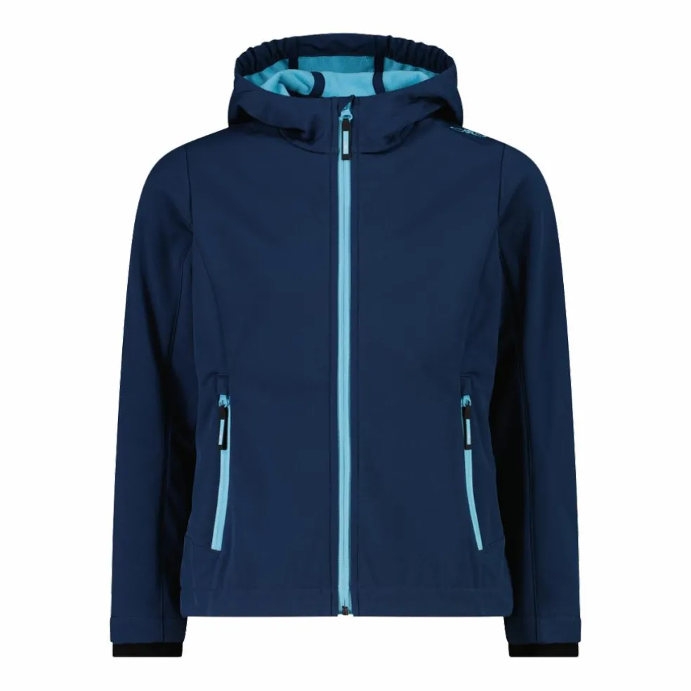 Giacca da bambina in softshell con cappuccio