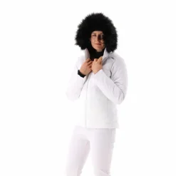 Giacca da sci con cappuccio staccabile in ecopelliccia da donna