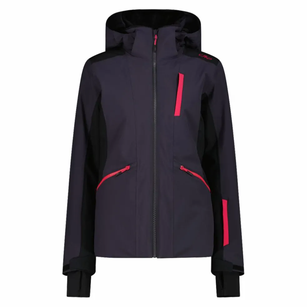 Giacca da sci da donna in 4-way stretch con cappuccio staccabile