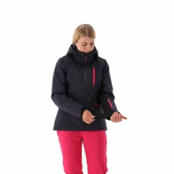 Giacca da sci da donna in 4-way stretch con cappuccio staccabile