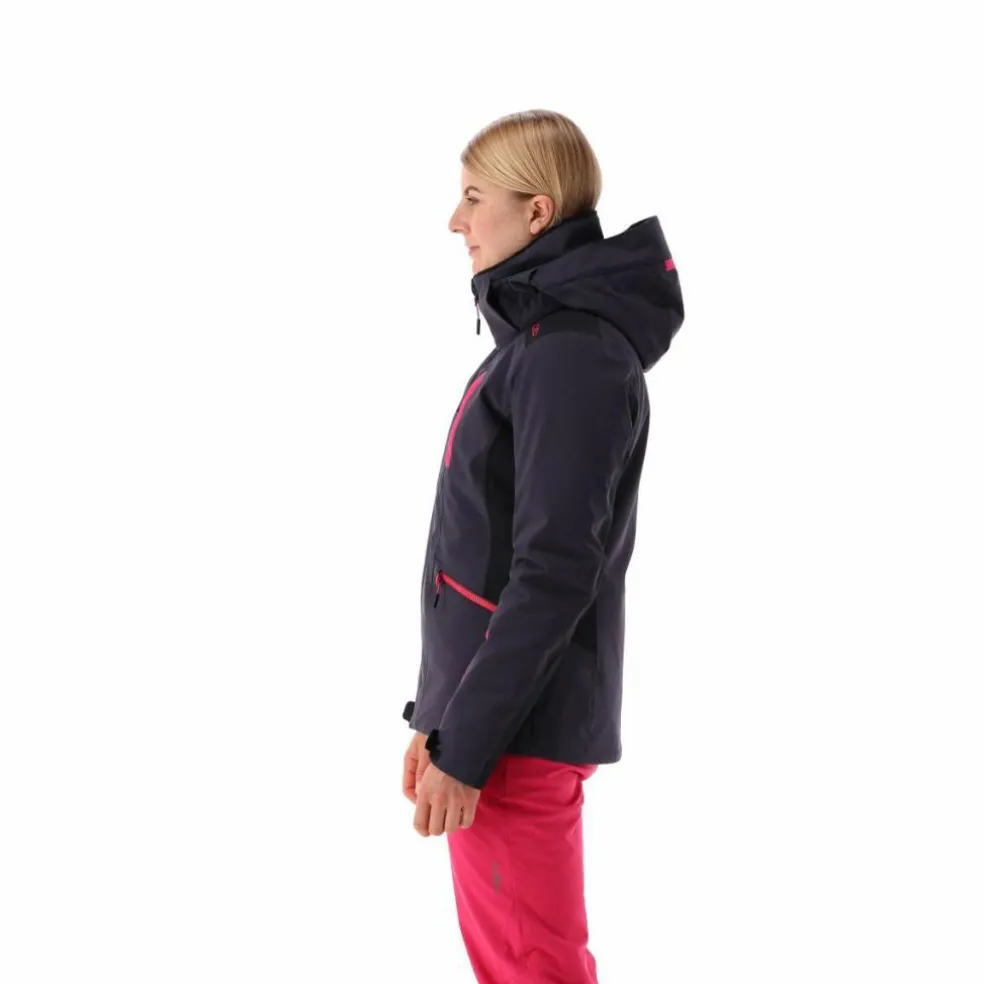 Giacca da sci da donna in 4-way stretch con cappuccio staccabile