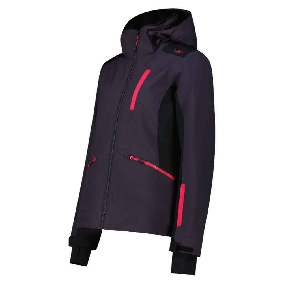 Giacca da sci da donna in 4-way stretch con cappuccio staccabile