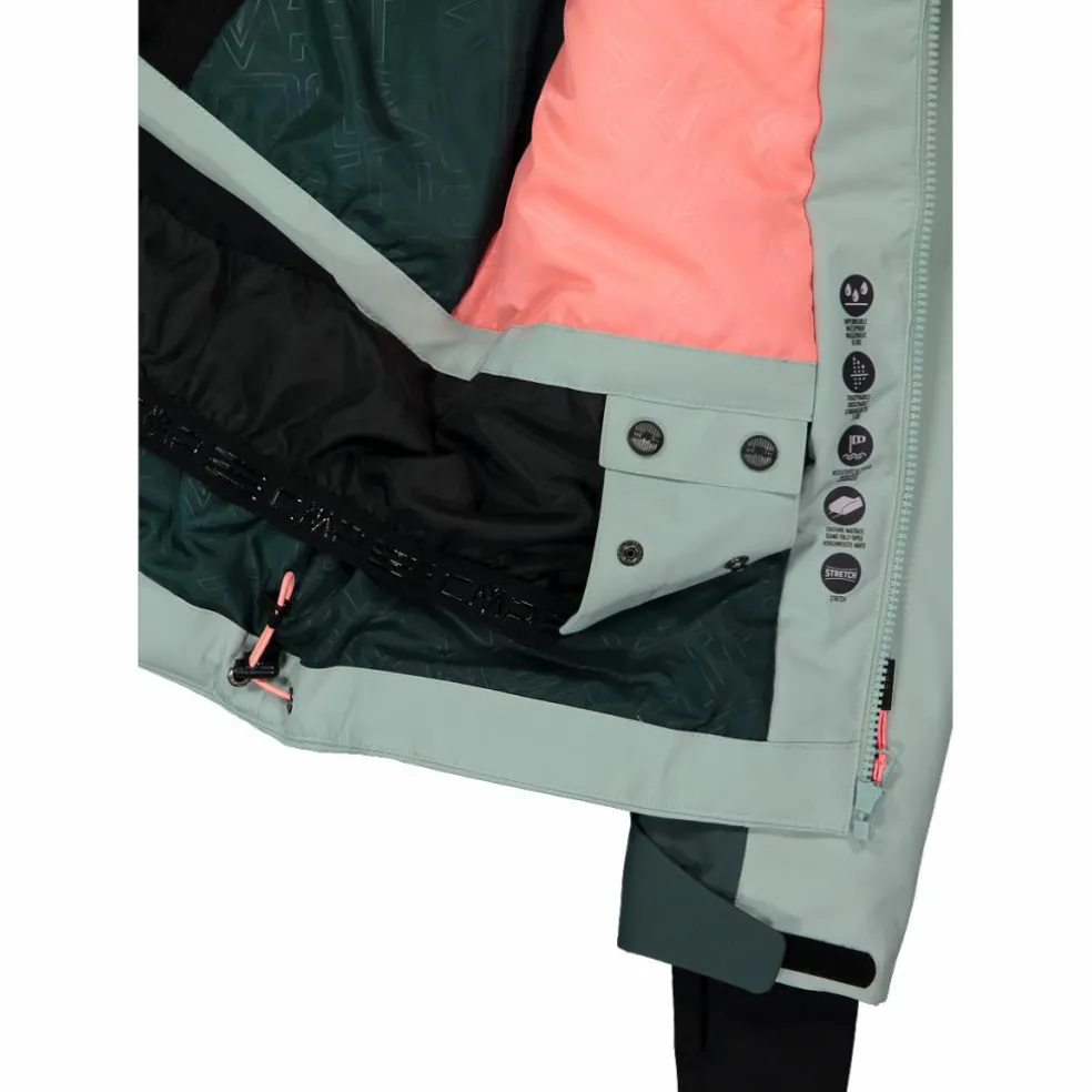 Giacca da sci da donna in 4-way stretch con cappuccio staccabile