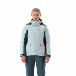 Giacca da sci da donna in 4-way stretch con cappuccio staccabile
