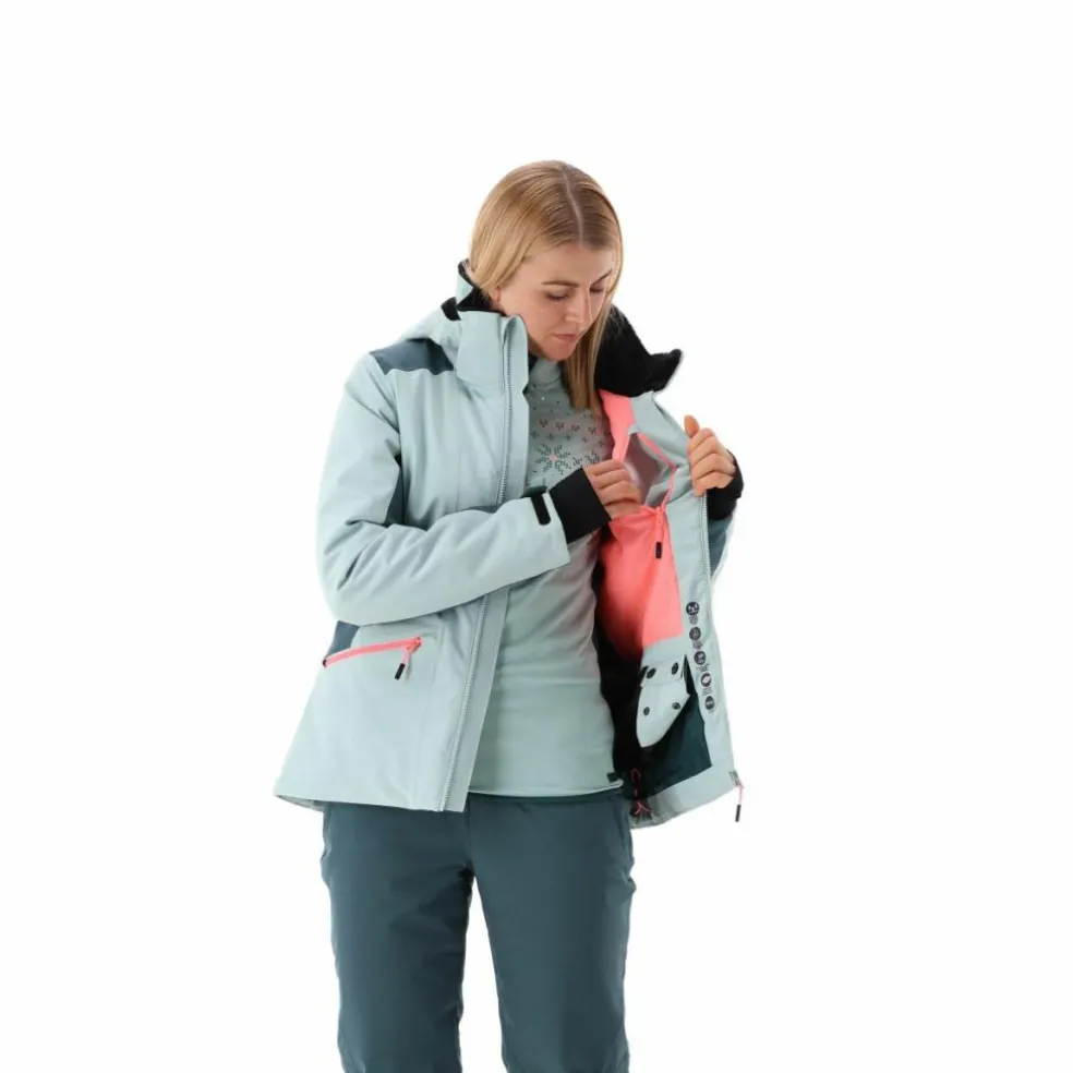 Giacca da sci da donna in 4-way stretch con cappuccio staccabile