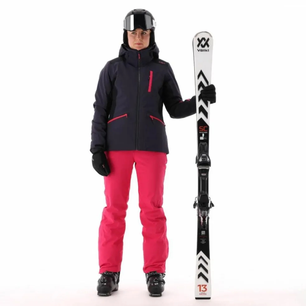 Giacca da sci da donna in 4-way stretch con cappuccio staccabile