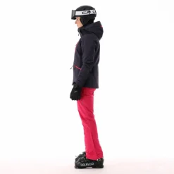 Giacca da sci da donna in 4-way stretch con cappuccio staccabile