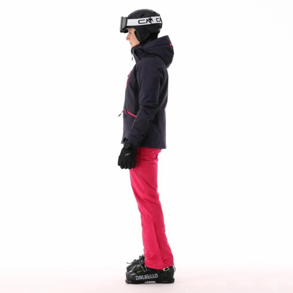 Giacca da sci da donna in 4-way stretch con cappuccio staccabile