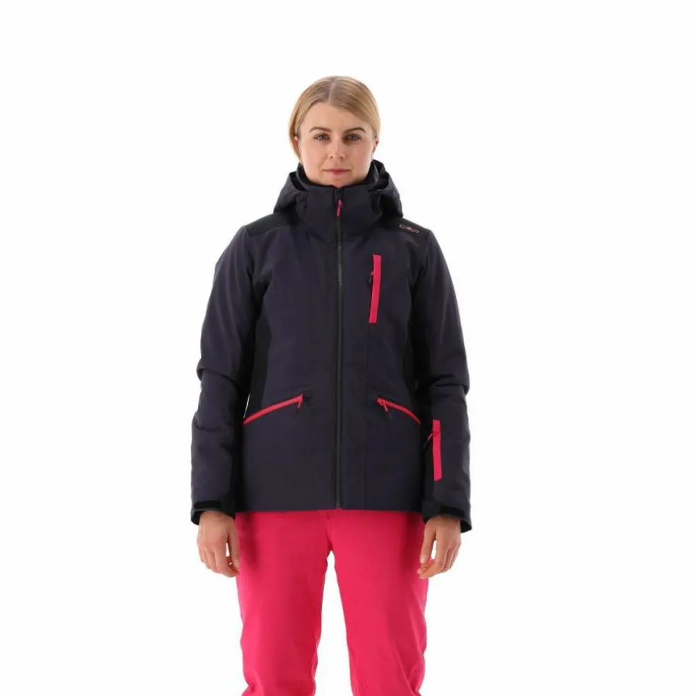 Giacca da sci da donna in 4-way stretch con cappuccio staccabile