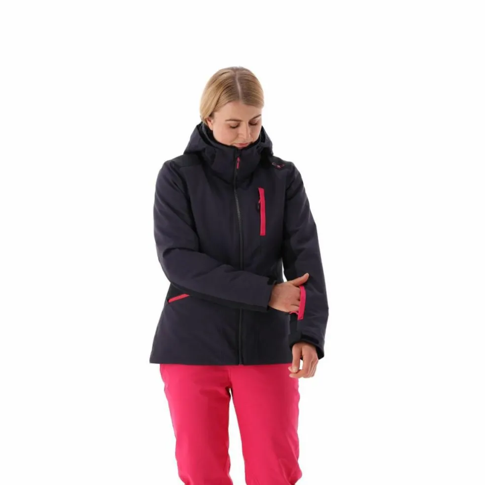 Giacca da sci da donna in 4-way stretch con cappuccio staccabile