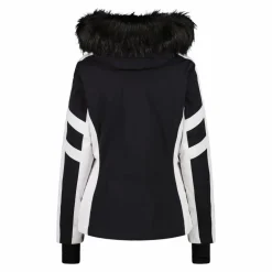 Giacca da sci in twill con cappuccio staccabile con bordo in ecopelliccia da donna