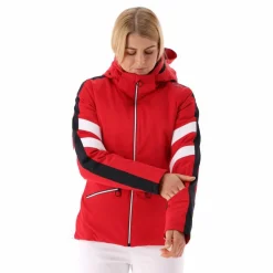 Giacca da sci in twill con cappuccio staccabile da donna