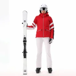 Giacca da sci in twill con cappuccio staccabile da donna
