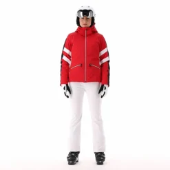 Giacca da sci in twill con cappuccio staccabile da donna