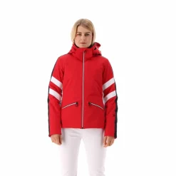 Giacca da sci in twill con cappuccio staccabile da donna