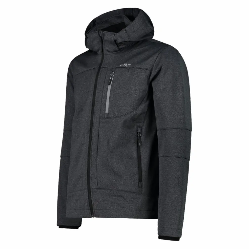 Giacca da uomo in Softshell melange con cappuccio staccabile