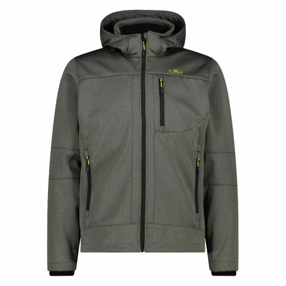 Giacca da uomo in Softshell melange con cappuccio staccabile