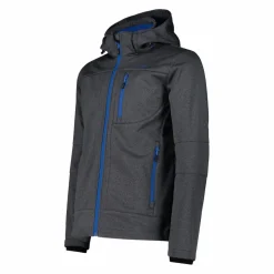 Giacca da uomo in Softshell melange con cappuccio staccabile
