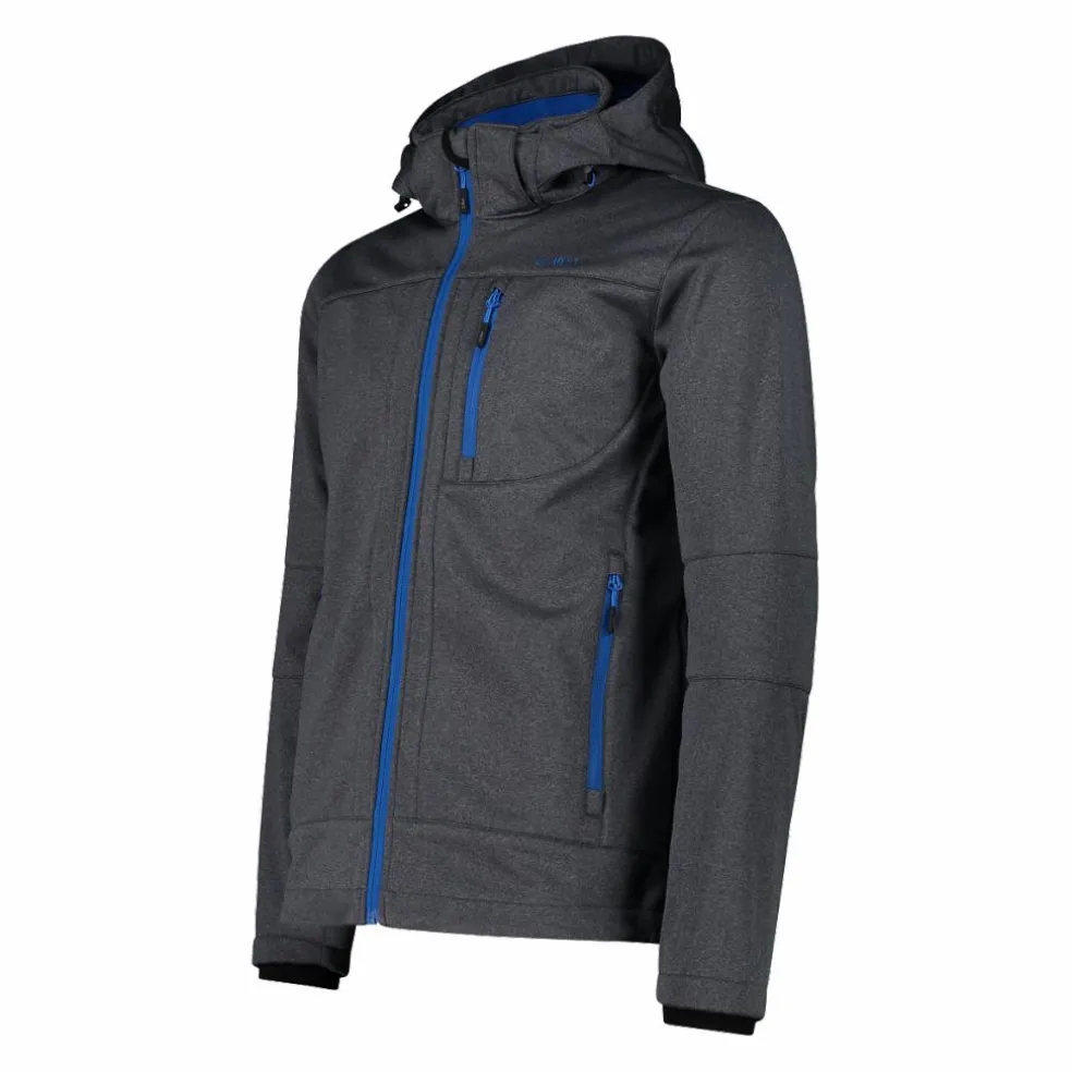 Giacca da uomo in Softshell melange con cappuccio staccabile