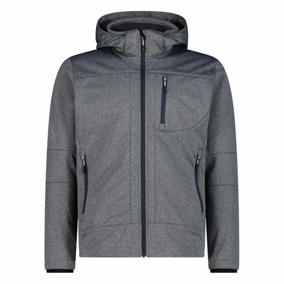 Giacca da uomo in Softshell melange con cappuccio staccabile