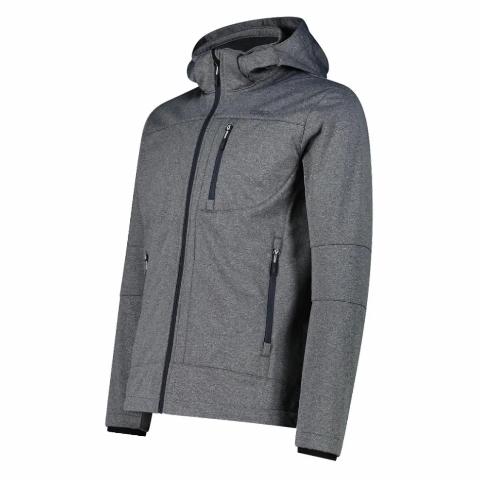 Giacca da uomo in Softshell melange con cappuccio staccabile