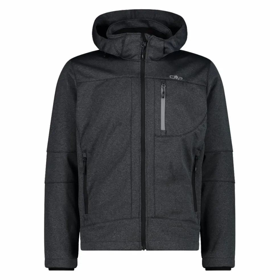 Giacca da uomo in Softshell melange con cappuccio staccabile