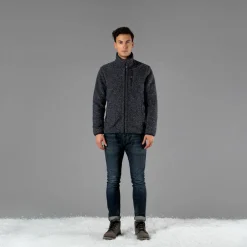 Giacca da uomo rivestita in pile mélange in poliestere riciclato