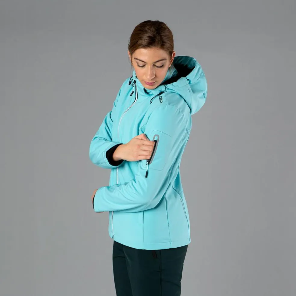Giacca donna in Softshell con cappuccio staccabile