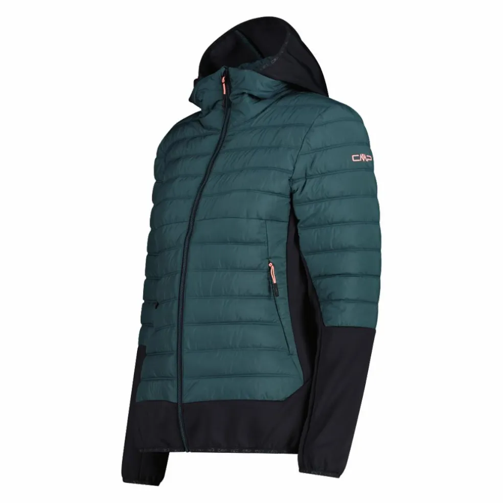 Giacca ibrida donna imbottita Unlimitech con PrimaLoft® Black ThermoPlume con cappuccio