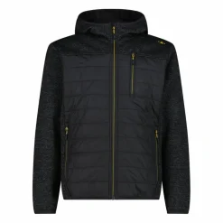 Giacca ibrida in pile da uomo in Knit Tech melange con cappuccio