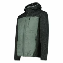 Giacca ibrida in pile da uomo in Knit Tech melange con cappuccio
