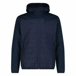 Giacca ibrida in pile da uomo in Knit Tech melange con cappuccio