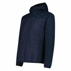 Giacca ibrida in pile da uomo in Knit Tech melange con cappuccio