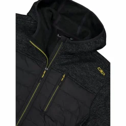 Giacca ibrida in pile da uomo in Knit Tech melange con cappuccio