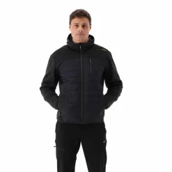 Giacca ibrida in pile da uomo in Knit Tech melange con cappuccio