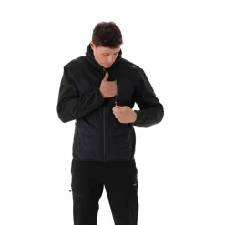 Giacca ibrida in pile da uomo in Knit Tech melange con cappuccio