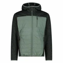 Giacca ibrida in pile da uomo in Knit Tech melange con cappuccio
