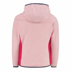 Giacca in pile con zip da bambina color block con cappuccio
