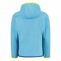 Giacca in pile con zip da bambina color block con cappuccio