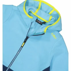 Giacca in pile con zip da bambina color block con cappuccio