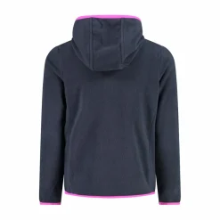 Giacca in pile con zip da bambina color block con cappuccio