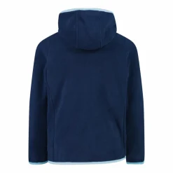 Giacca in pile con zip da bambina color block con cappuccio