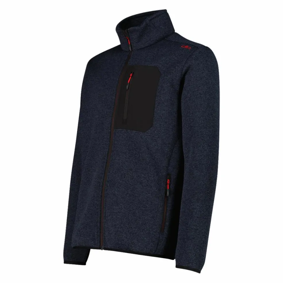 Giacca in pile con zip da uomo in knit tech