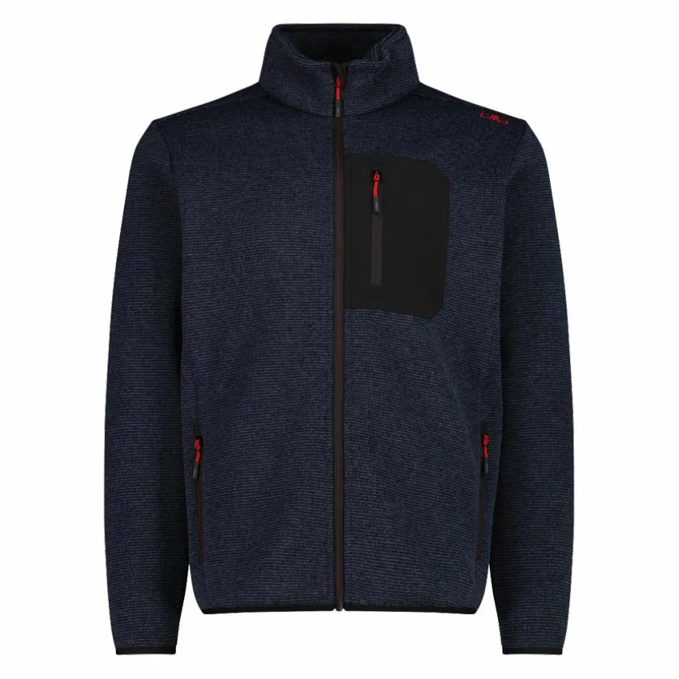 Giacca in pile con zip da uomo in knit tech