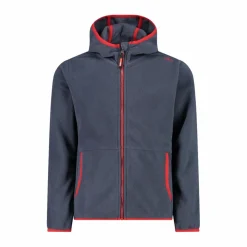 Giacca in pile con zip da bambino color block con cappuccio