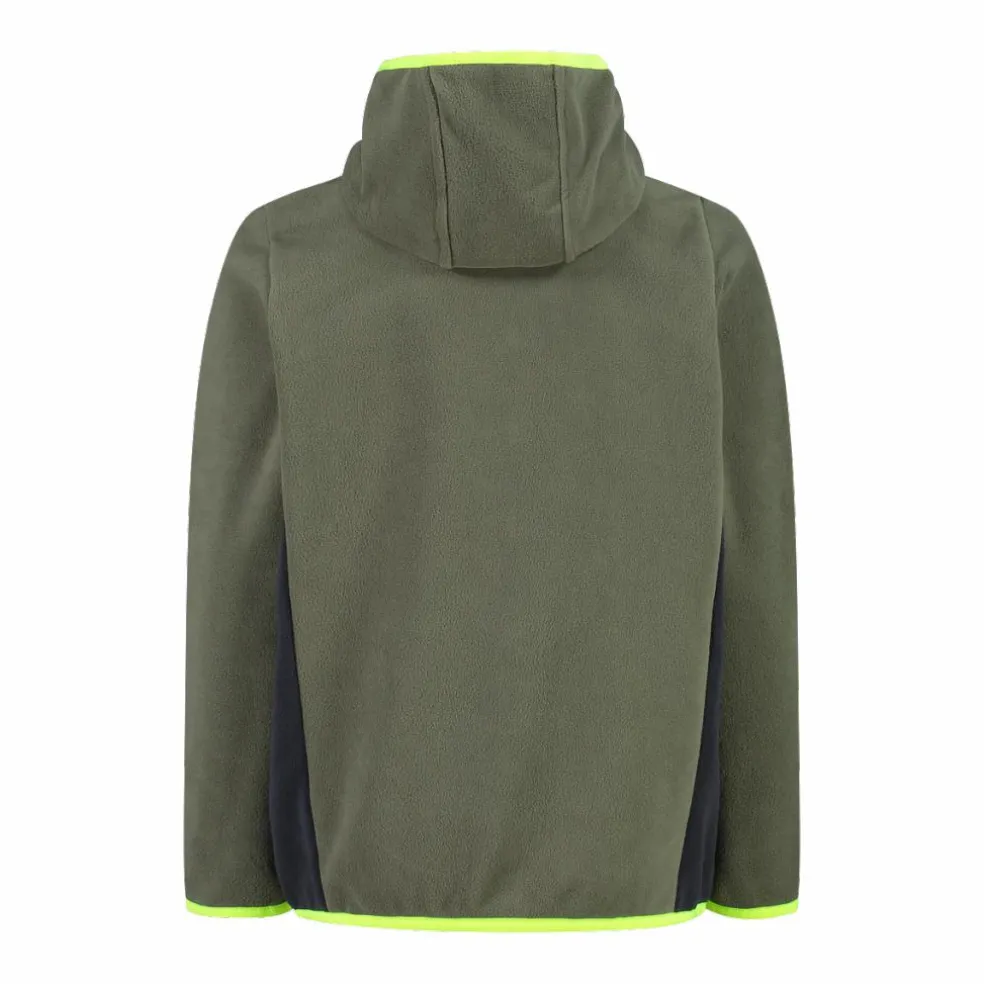 Giacca in pile con zip da bambino color block con cappuccio