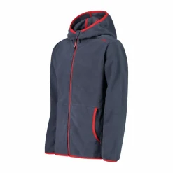 Giacca in pile con zip da bambino color block con cappuccio
