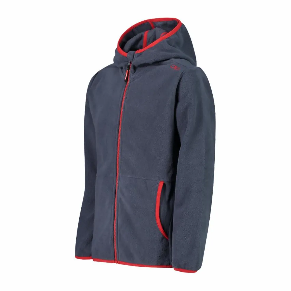 Giacca in pile con zip da bambino color block con cappuccio