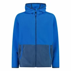 Giacca in pile con zip da bambino color block con cappuccio