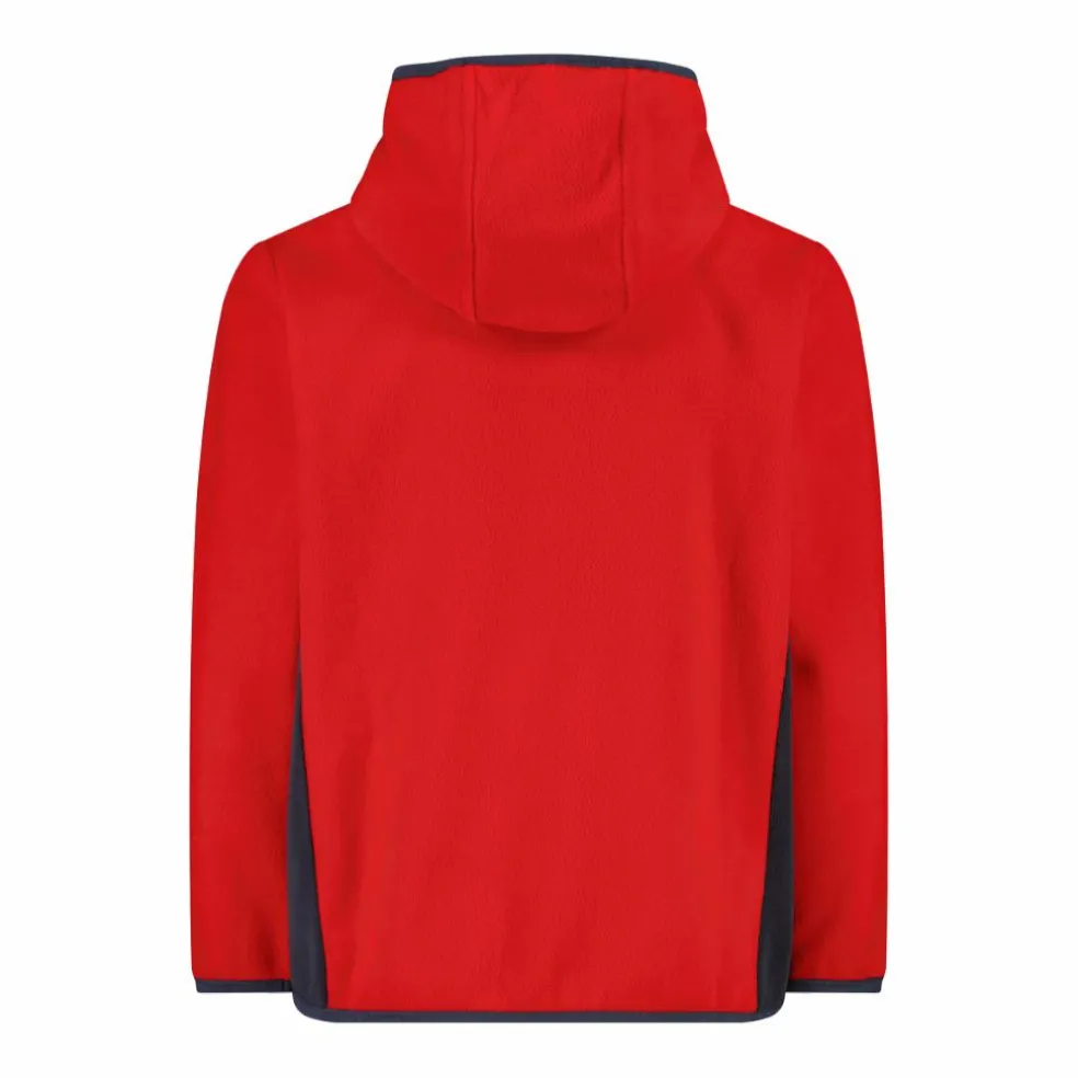 Giacca in pile con zip da bambino color block con cappuccio
